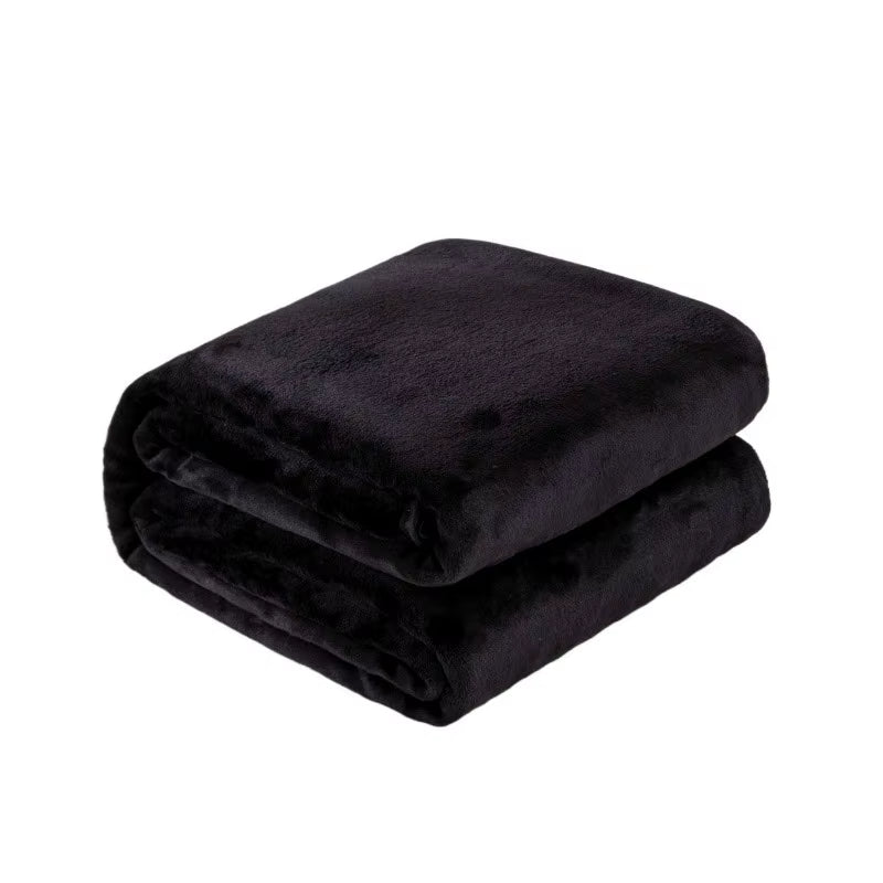250GSM Black Flannel Blanket Soft Plush Fleece Throw Warm Cozy Bed Cover for Sofa Bedroom All Season Blanket Queen King Size
