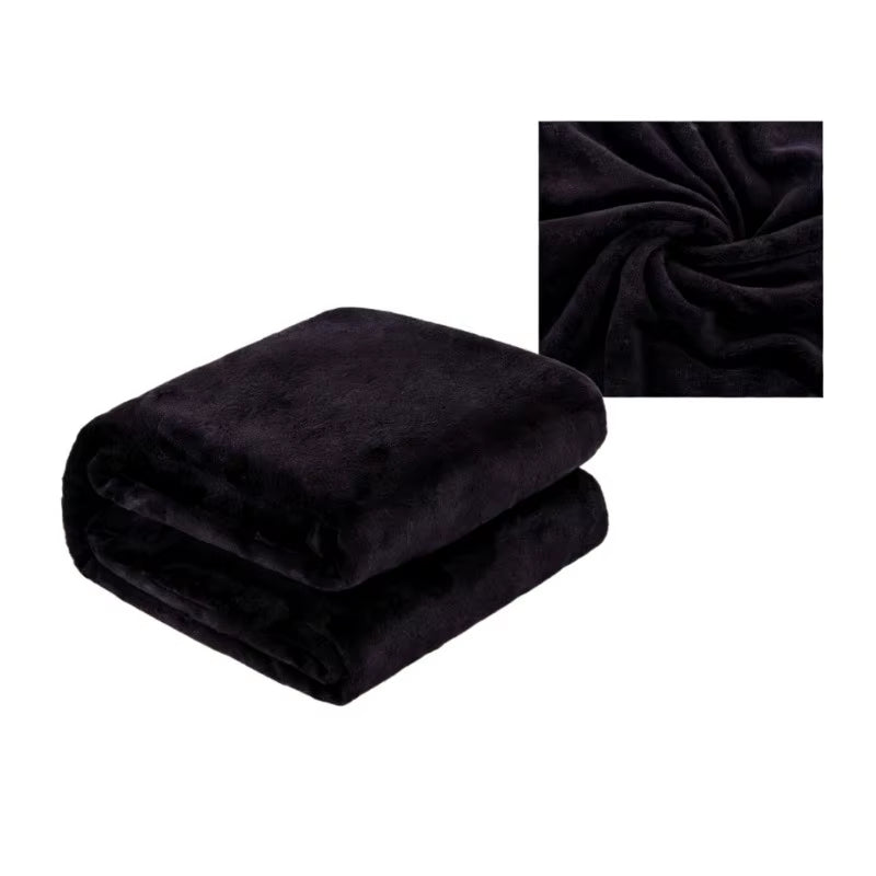 250GSM Black Flannel Blanket Soft Plush Fleece Throw Warm Cozy Bed Cover for Sofa Bedroom All Season Blanket Queen King Size